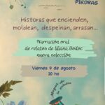VIERNES 9 DE AGOSTO, 20 HS. RELATOS DE LILIANA BODOC: "CHISPAS, GOTAS, SUSPIROS, PIEDRAS"