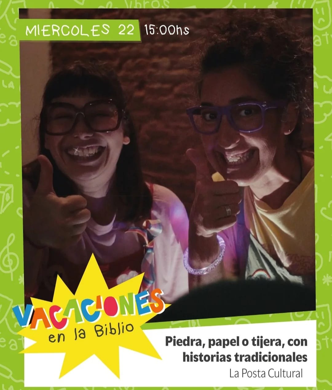 MIÉRCOLES 22 DE JULIO, 15 HS. : INFANTIL "PIDRA, PAPEL O TIJERA CON HISTORIAS TRADICIONALES"
