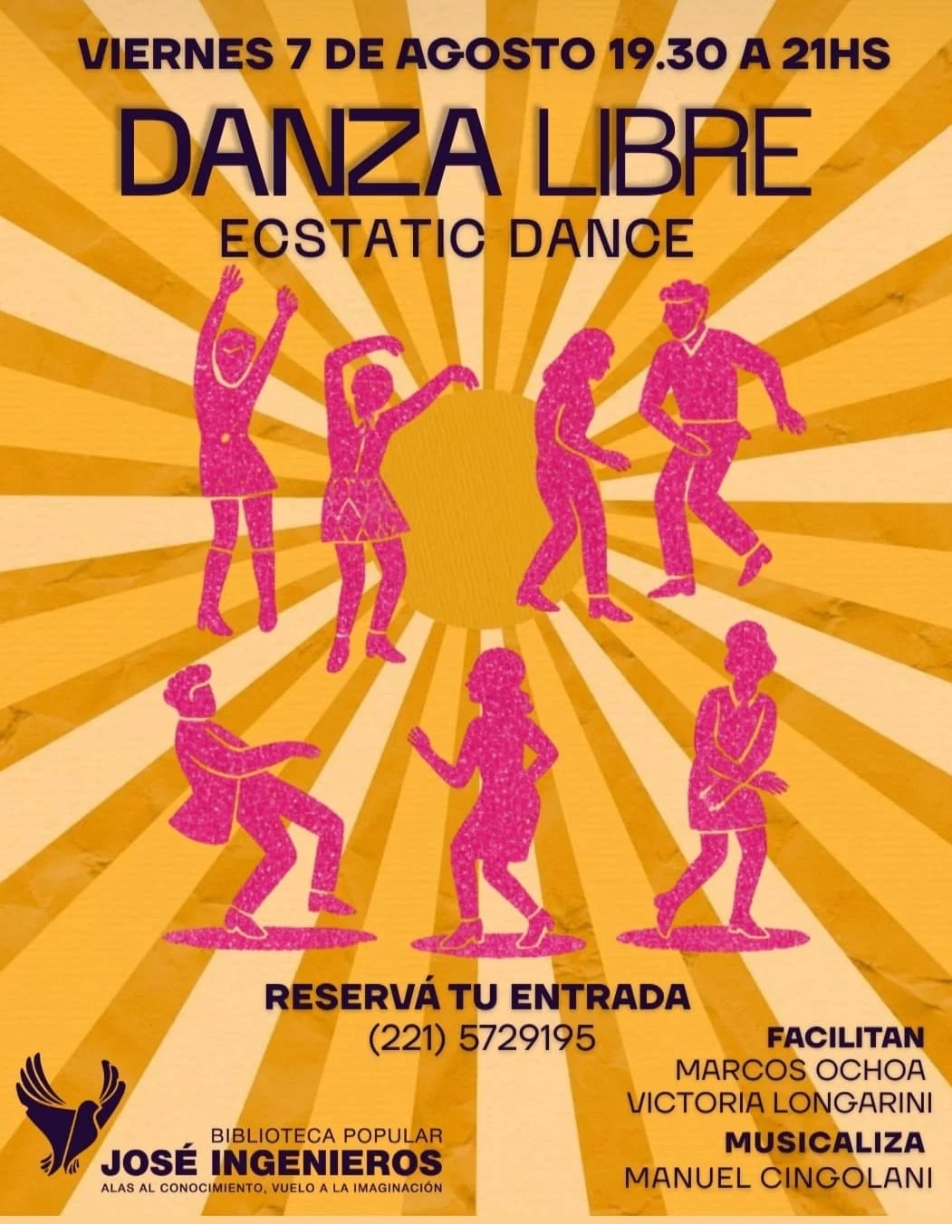 VIERNES 7 DE AGOSTO, 19 Y 30 HS. DANZA LIBRE (Encuentro mensual)